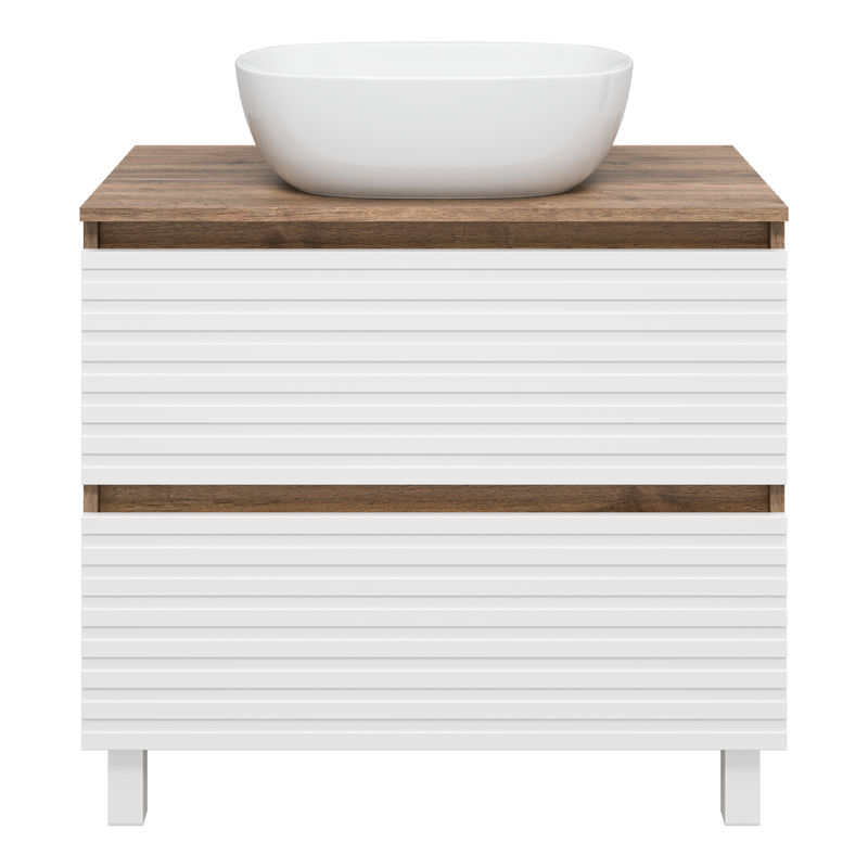 Тумба под раковину Brevita Dakota 80 напольная 2 ящ. / DAK-07080-19/01-2Я белый/темное дерево