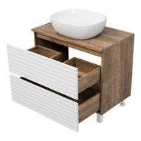 Тумба под раковину Brevita Dakota 80 напольная 2 ящ. / DAK-07080-19/01-2Я белый/темное дерево — 5