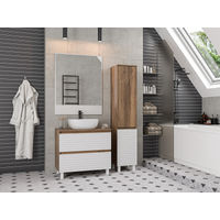 Тумба под раковину Brevita Dakota 80 напольная 2 ящ. / DAK-07080-19/01-2Я белый/темное дерево — 6