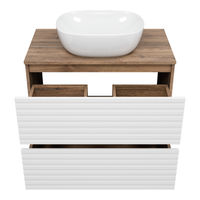 Тумба под раковину Brevita Dakota 80 напольная 2 ящ. / DAK-07080-19/01-2Я белый/темное дерево — 4