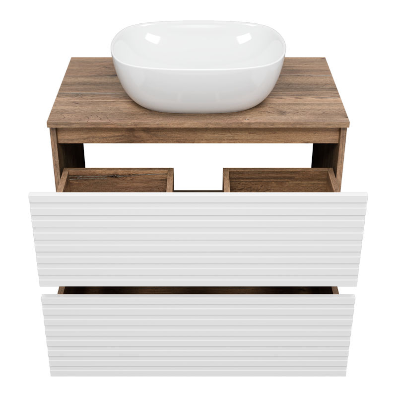Тумба под раковину Brevita Dakota 80 напольная 2 ящ. / DAK-07080-19/01-2Я белый/темное дерево