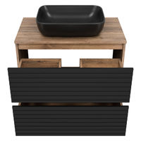 Тумба под раковину Brevita Dakota 80 напольная 2 ящ. / DAK-07080-19/02-2Я черный/темное дерево — 5