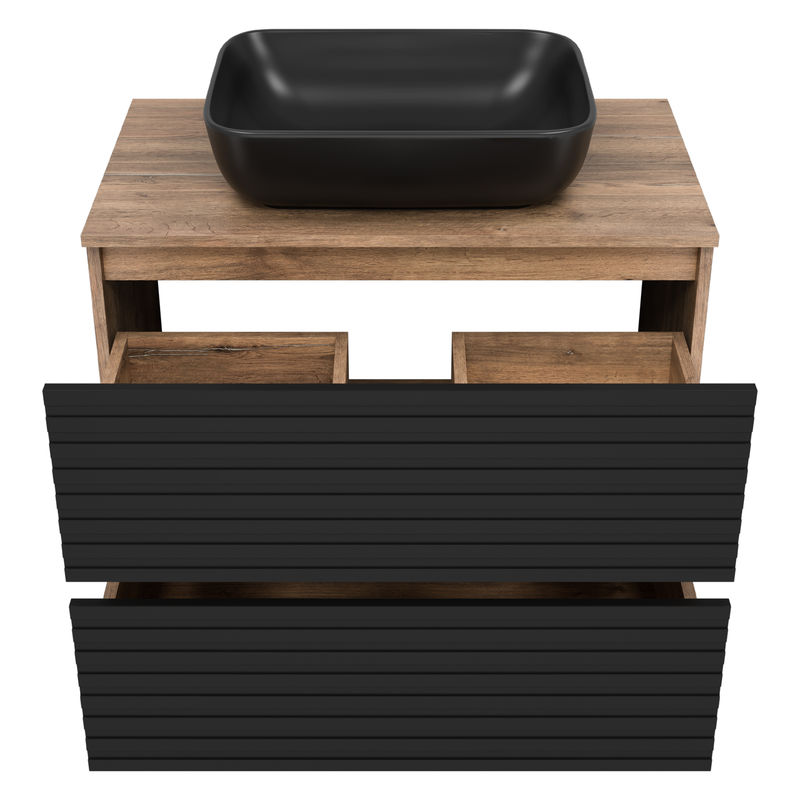 Тумба под раковину Brevita Dakota 80 напольная 2 ящ. / DAK-07080-19/02-2Я черный/темное дерево