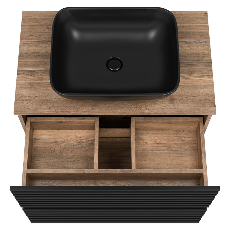Тумба под раковину Brevita Dakota 80 напольная 2 ящ. / DAK-07080-19/02-2Я черный/темное дерево
