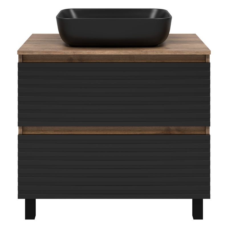 Тумба под раковину Brevita Dakota 80 напольная 2 ящ. / DAK-07080-19/02-2Я черный/темное дерево