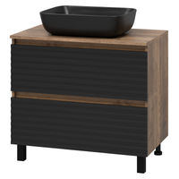 Тумба под раковину Brevita Dakota 80 напольная 2 ящ. / DAK-07080-19/02-2Я черный/темное дерево — 1