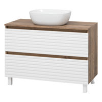 Тумба под раковину Brevita Dakota 100 напольная 2 ящ. / DAK-07100-19/01-2Я белый/темное дерево — 1