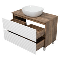 Тумба под раковину Brevita Dakota 100 напольная 2 ящ. / DAK-07100-19/01-2Я белый/темное дерево — 3