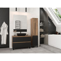 Тумба под раковину Brevita Dakota 100 напольная 2 ящ. / DAK-07100-19/02-2Я черный/темное дерево — 6