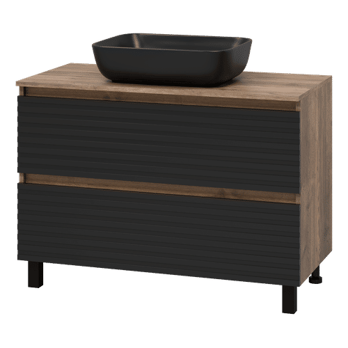 Тумба под раковину Brevita Dakota 100 напольная 2 ящ. / DAK-07100-19/02-2Я черный/темное дерево
