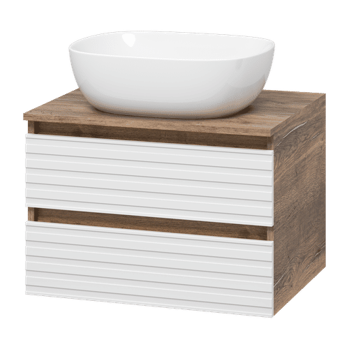Тумба под раковину Brevita Dakota 60 подвесная 2 ящ. / DAK-09060-19/01-2Я белый/темное дерево