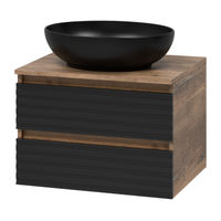 Тумба под раковину Brevita Dakota 60 подвесная 2 ящ. / DAK-09060-19/02-2Я черный/темное дерево — 1