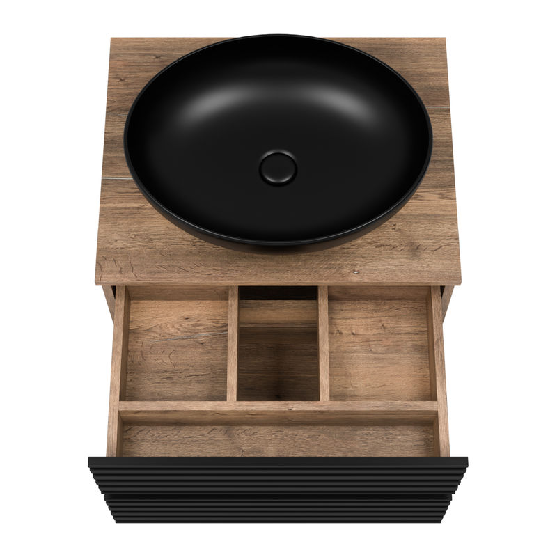 Тумба под раковину Brevita Dakota 60 подвесная 2 ящ. / DAK-09060-19/02-2Я черный/темное дерево