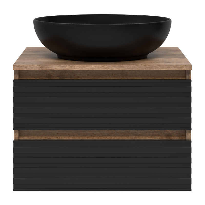 Тумба под раковину Brevita Dakota 60 подвесная 2 ящ. / DAK-09060-19/02-2Я черный/темное дерево