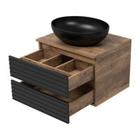 Тумба под раковину Brevita Dakota 60 подвесная 2 ящ. / DAK-09060-19/02-2Я черный/темное дерево — 3