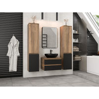 Тумба под раковину Brevita Dakota 60 подвесная 2 ящ. / DAK-09060-19/02-2Я черный/темное дерево — 6