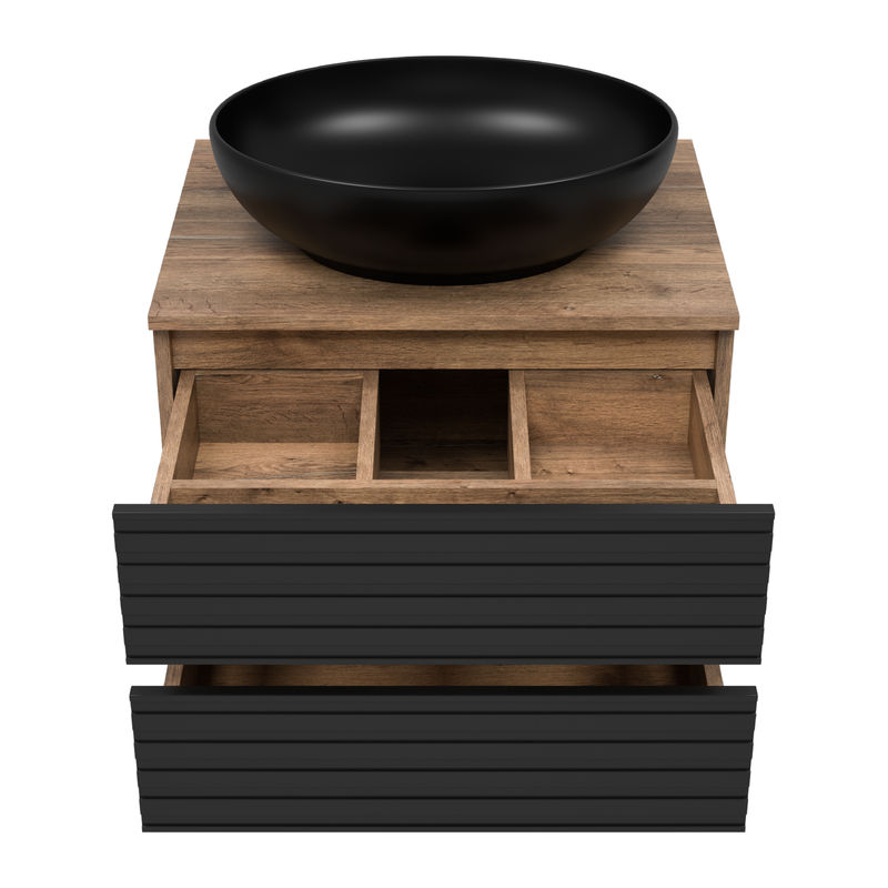 Тумба под раковину Brevita Dakota 60 подвесная 2 ящ. / DAK-09060-19/02-2Я черный/темное дерево