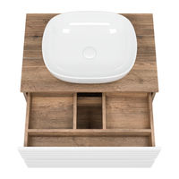 Тумба под раковину Brevita Dakota 70 подвесная 2 ящ./ DAK-09070-19/01-2Я белый/темное дерево — 3