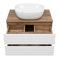 Тумба под раковину Brevita Dakota 70 подвесная 2 ящ./ DAK-09070-19/01-2Я белый/темное дерево — 4