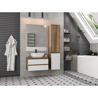 Тумба под раковину Brevita Dakota 70 подвесная 2 ящ./ DAK-09070-19/01-2Я белый/темное дерево — 5