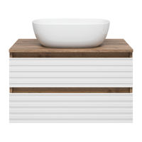 Тумба под раковину Brevita Dakota 70 подвесная 2 ящ./ DAK-09070-19/01-2Я белый/темное дерево — 2