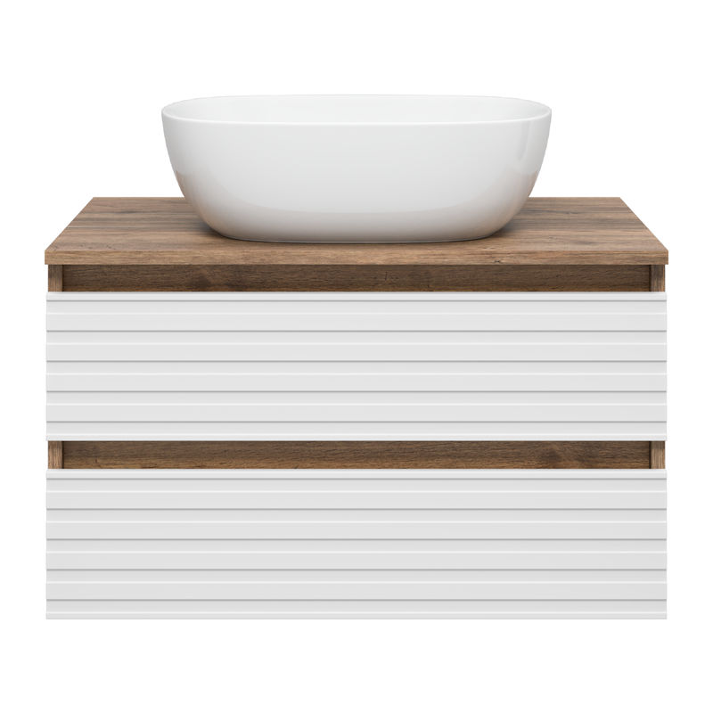 Тумба под раковину Brevita Dakota 70 подвесная 2 ящ./ DAK-09070-19/01-2Я белый/темное дерево