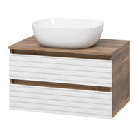 Тумба под раковину Brevita Dakota 70 подвесная 2 ящ./ DAK-09070-19/01-2Я белый/темное дерево — 1