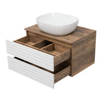 Тумба под раковину Brevita Dakota 70 подвесная 2 ящ./ DAK-09070-19/01-2Я белый/темное дерево — 6