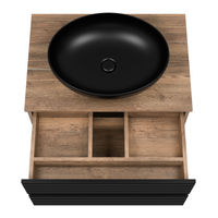 Тумба под раковину Brevita Dakota 70 подвесная 2 ящ. / DAK-09070-19/02-2Я черный/темное дерево — 3