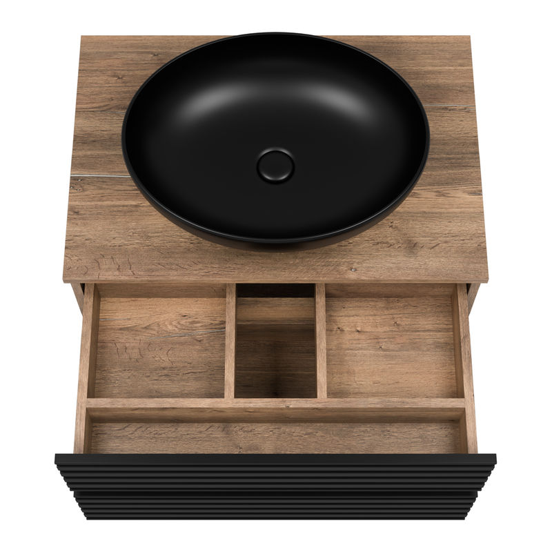 Тумба под раковину Brevita Dakota 70 подвесная 2 ящ. / DAK-09070-19/02-2Я черный/темное дерево