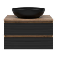 Тумба под раковину Brevita Dakota 70 подвесная 2 ящ. / DAK-09070-19/02-2Я черный/темное дерево — 2