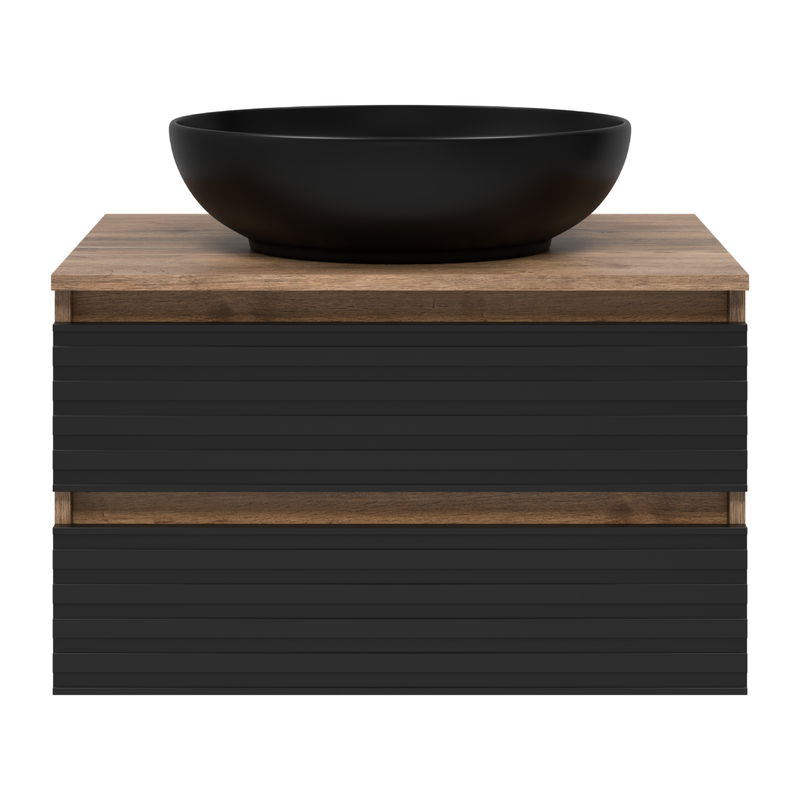Тумба под раковину Brevita Dakota 70 подвесная 2 ящ. / DAK-09070-19/02-2Я черный/темное дерево