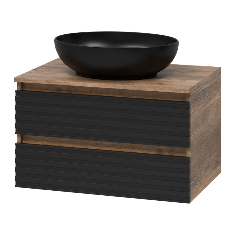Тумба под раковину Brevita Dakota 70 подвесная 2 ящ. / DAK-09070-19/02-2Я черный/темное дерево