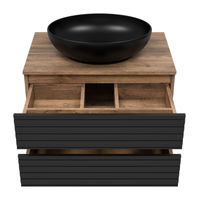 Тумба под раковину Brevita Dakota 70 подвесная 2 ящ. / DAK-09070-19/02-2Я черный/темное дерево — 5