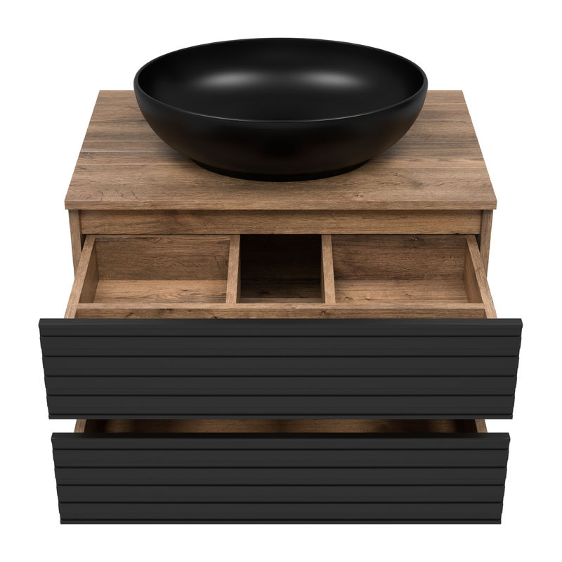 Тумба под раковину Brevita Dakota 70 подвесная 2 ящ. / DAK-09070-19/02-2Я черный/темное дерево
