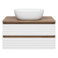 Тумба под раковину Brevita Dakota 80 подвесная 2 ящ. / DAK-09080-19/01-2Я белый/темное дерево — 2