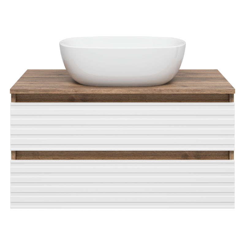 Тумба под раковину Brevita Dakota 80 подвесная 2 ящ. / DAK-09080-19/01-2Я белый/темное дерево
