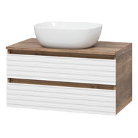 Тумба под раковину Brevita Dakota 80 подвесная 2 ящ. / DAK-09080-19/01-2Я белый/темное дерево — 1