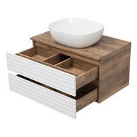 Тумба под раковину Brevita Dakota 80 подвесная 2 ящ. / DAK-09080-19/01-2Я белый/темное дерево — 3
