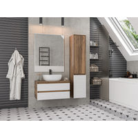 Тумба под раковину Brevita Dakota 80 подвесная 2 ящ. / DAK-09080-19/01-2Я белый/темное дерево — 6