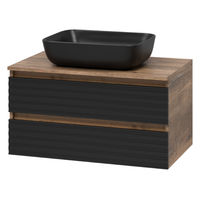 Тумба под раковину Brevita Dakota 80 подвесная 2 ящ. / DAK-09080-19/02-2Я черный/темное дерево — 1