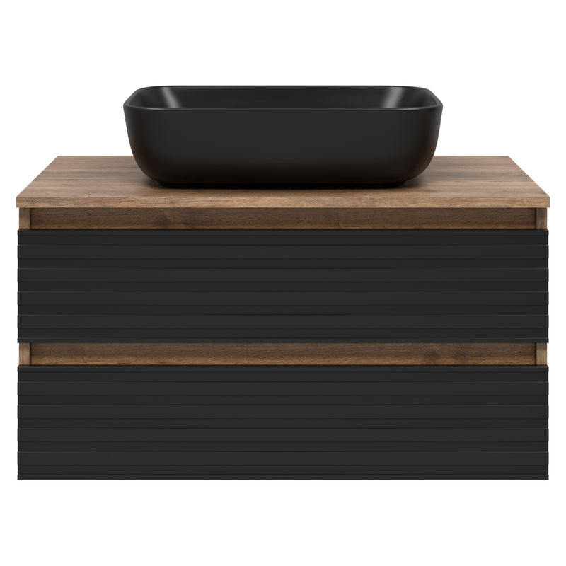 Тумба под раковину Brevita Dakota 80 подвесная 2 ящ. / DAK-09080-19/02-2Я черный/темное дерево