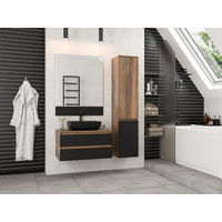 Тумба под раковину Brevita Dakota 80 подвесная 2 ящ. / DAK-09080-19/02-2Я черный/темное дерево — 7