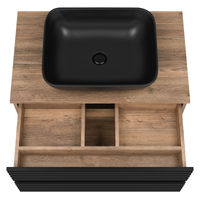 Тумба под раковину Brevita Dakota 80 подвесная 2 ящ. / DAK-09080-19/02-2Я черный/темное дерево — 5