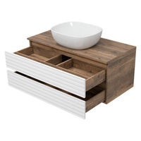 Тумба под раковину Brevita Dakota 100 подвесная 2 ящ. / DAK-09100-19/01-2Я белый/темное дерево — 3