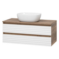Тумба под раковину Brevita Dakota 100 подвесная 2 ящ. / DAK-09100-19/01-2Я белый/темное дерево — 1