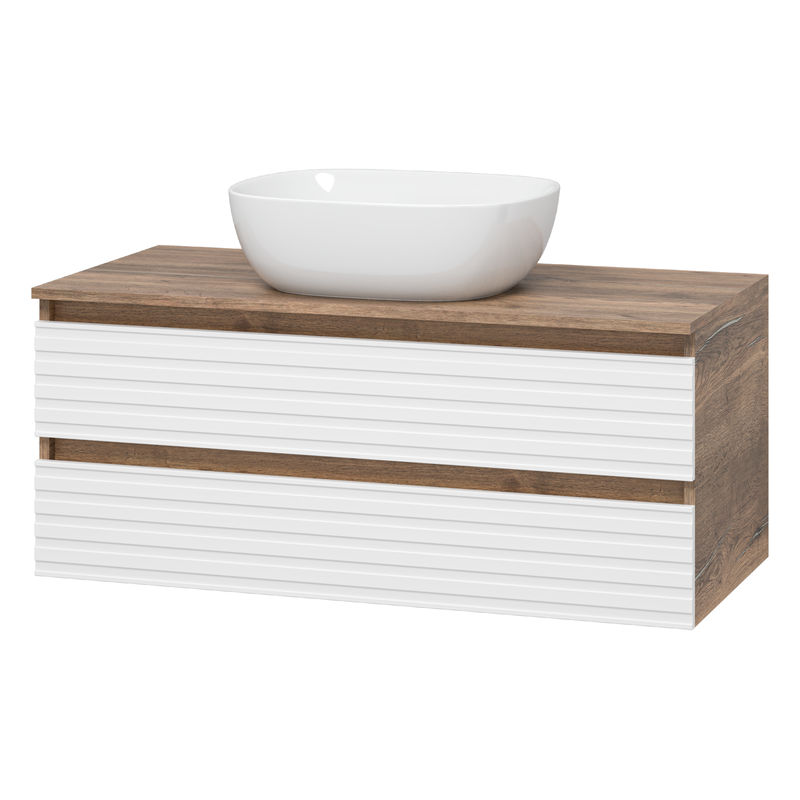 Тумба под раковину Brevita Dakota 100 подвесная 2 ящ. / DAK-09100-19/01-2Я белый/темное дерево