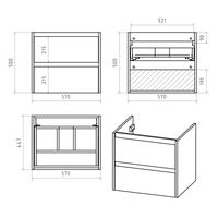 Тумба под раковину Brevita Dallas 60 подвесная 2 ящ. / DAL-01060-074П Дуб Галифакс — 7