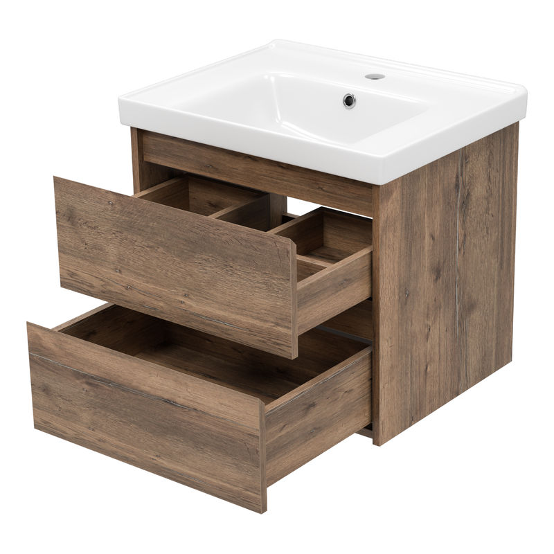 Тумба под раковину Brevita Dallas 60 подвесная 2 ящ. / DAL-01060-074П Дуб Галифакс