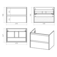 Тумба под раковину Brevita Dallas 70 подвесная 2 ящ. / DAL-01070-074П Дуб Галифакс — 7